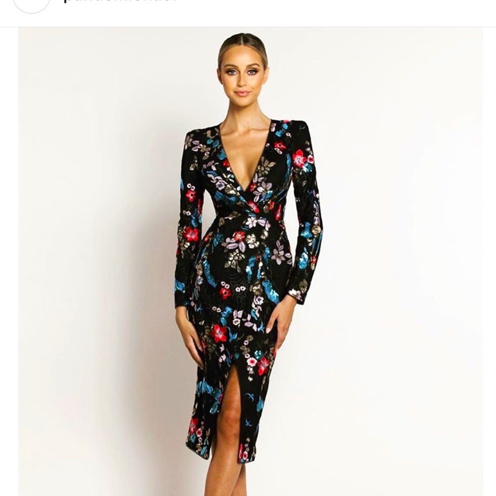Bariano Australia Floral Sequin Midi Dress
